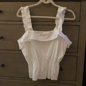 7 For All Mankind White Peplum Top